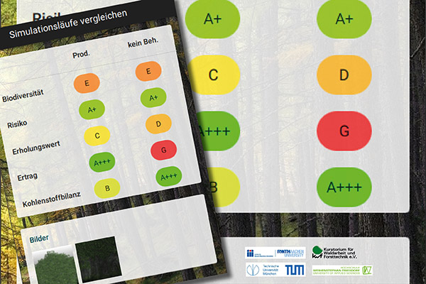 Waldbauoptionen simulieren: Drei iWaldApps, entwickelt in einem BMEL-geförderten Forschungsprojekt, machen es möglich. Die Apps werden jetzt der Öffentlichkeit vorgestellt. Foto: Hochschule Weihenstephan-Triesdorf (HSWT)